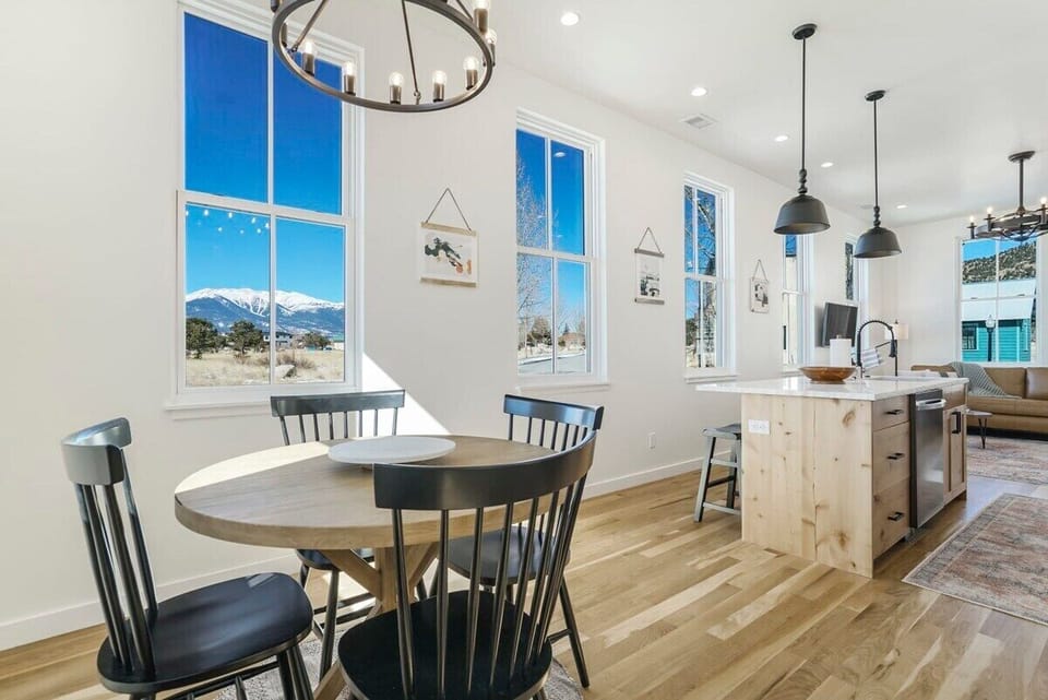 Circle around the table for a game of cards or casual conversation after a long day of hiking!