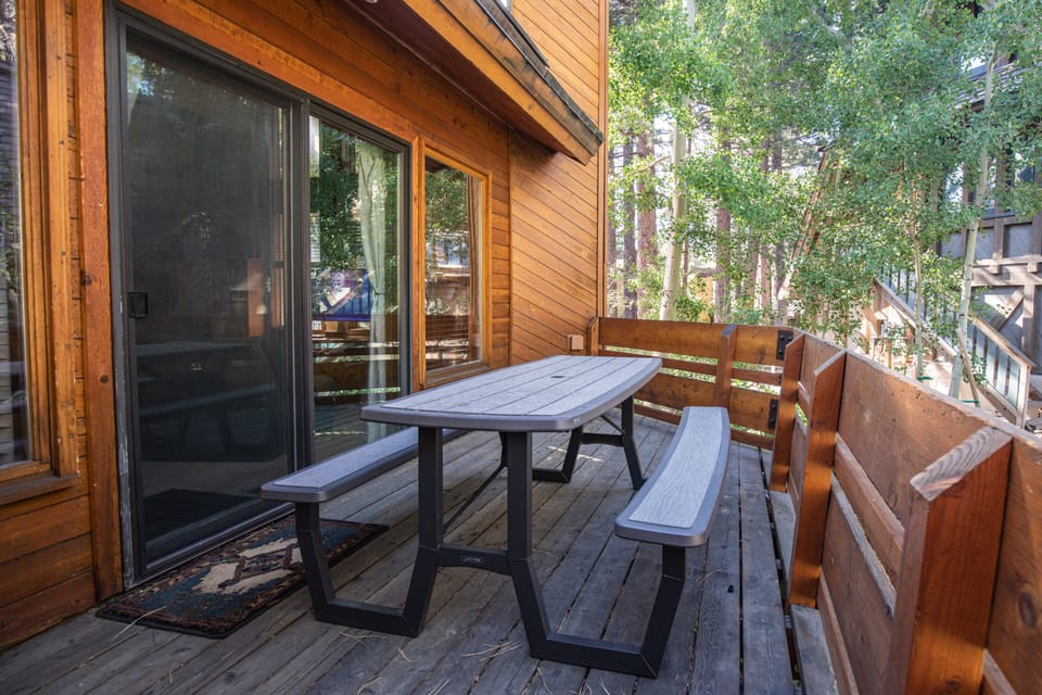 Full Sized Balcony with a picnic bench available for eating outside. (summer)