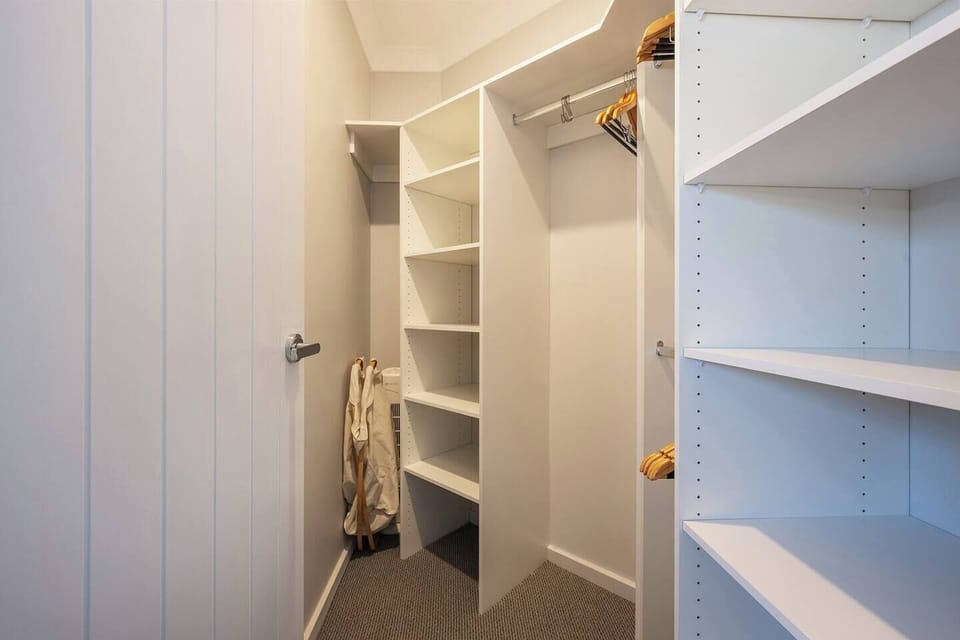 A walk-in wardrobe in the master offers plenty of storage for your clothes and luggage.