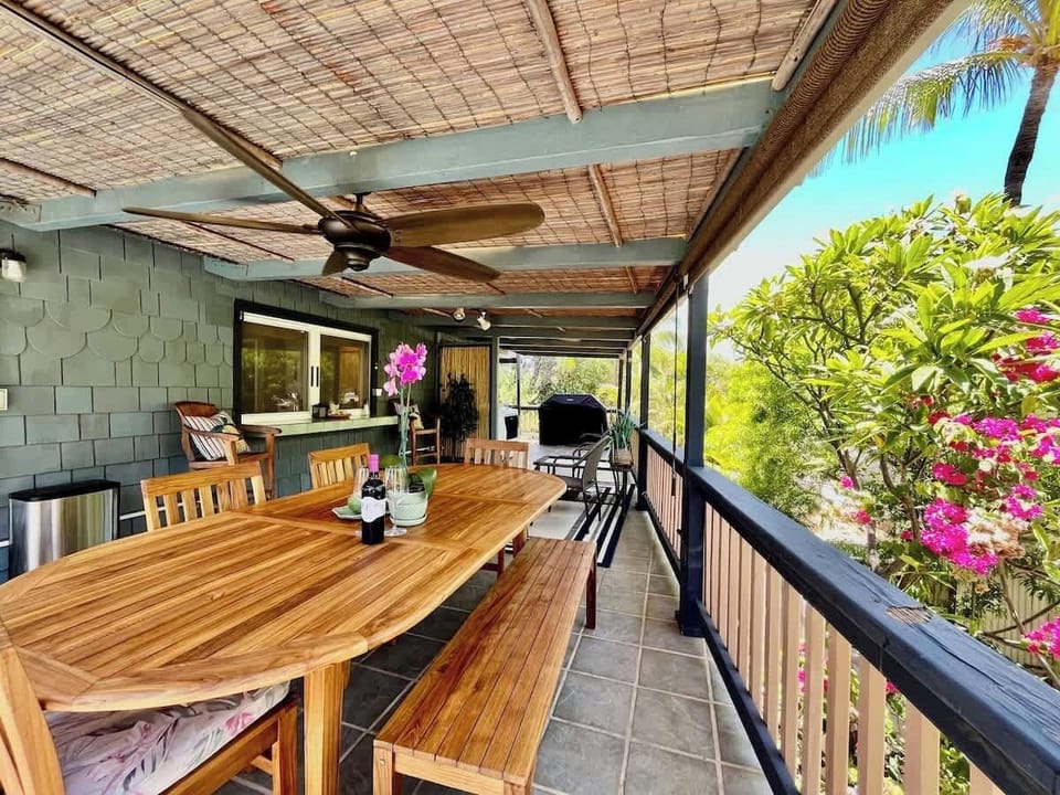 Upstairs porch and outside seating area.