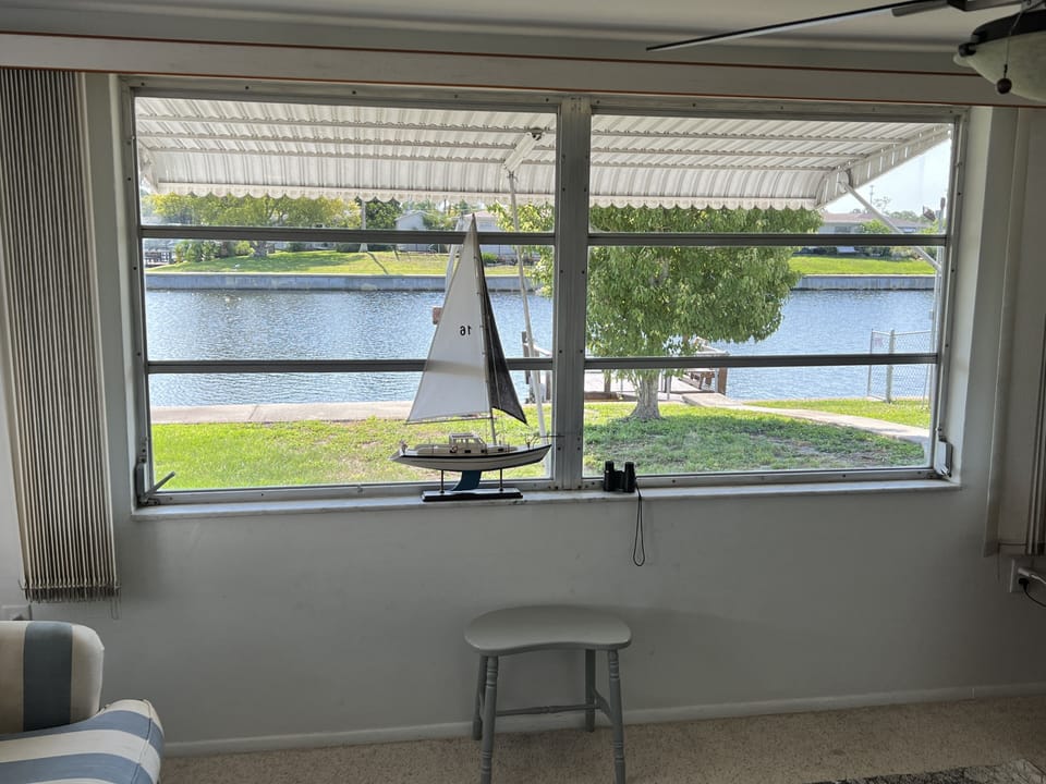 Family room, view of canal