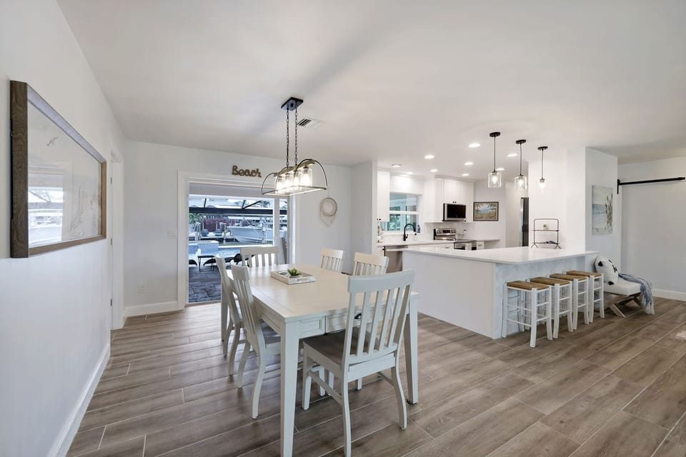 Plenty of space for family meals, game nights, and planning tomorrow's beach adventures
