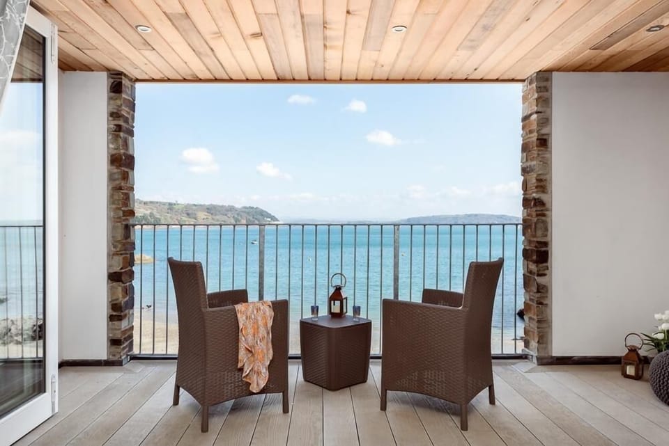 Balcony view at 3 The Bay, Cawsand, Cornwall