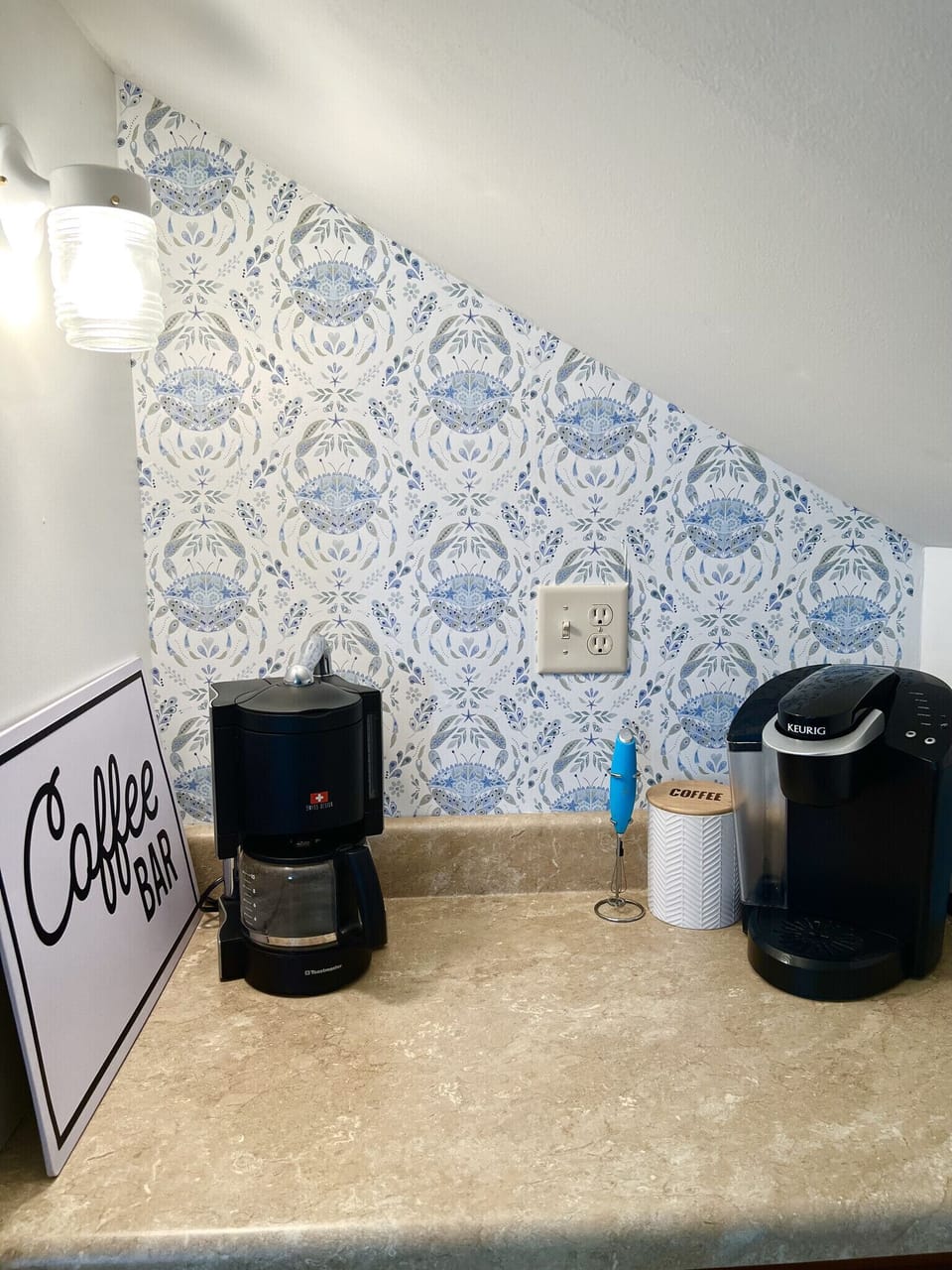 Your choice! Drip coffee or Keurig Coffee makers