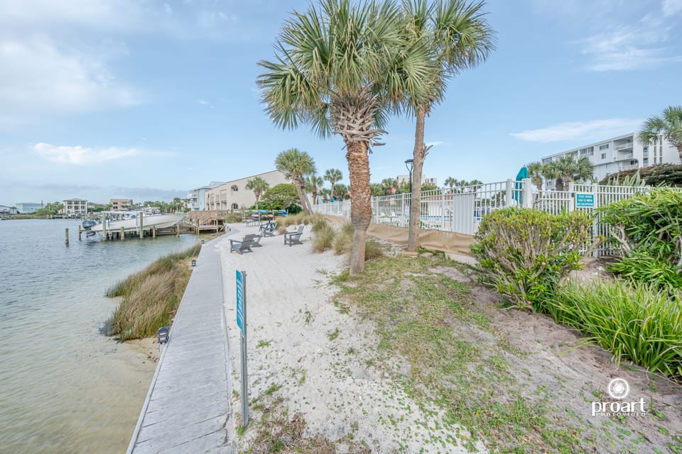Small beach access next to pool 