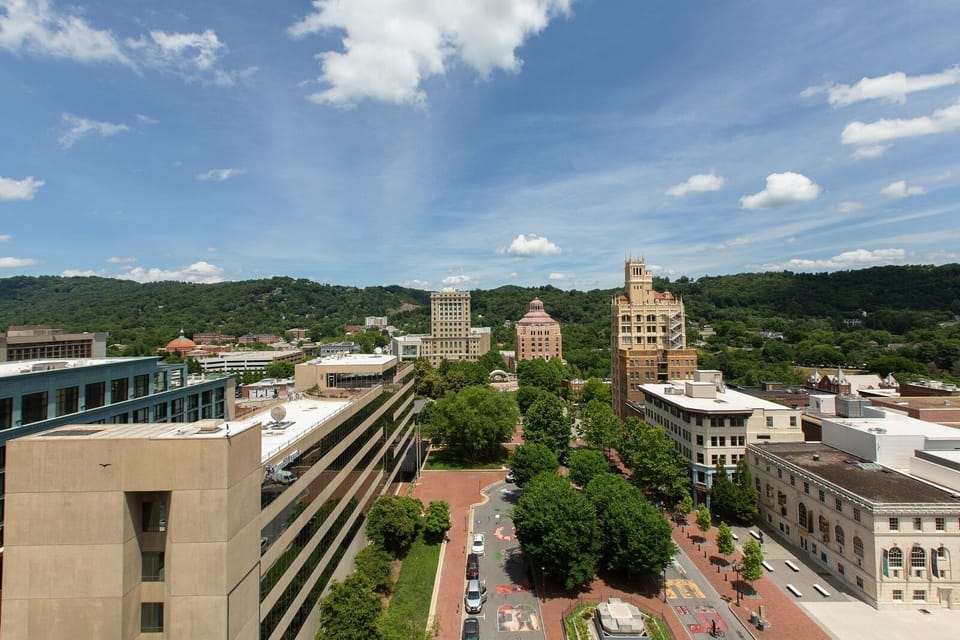 View from condo of Pack Square Park