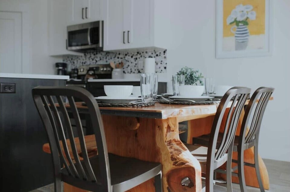 Cool live edge table with bench. The table was made from a cedar in Seattle 