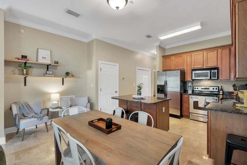 View of kitchen from the living area.