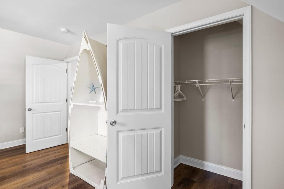 Closet in the first double bunk bedroom