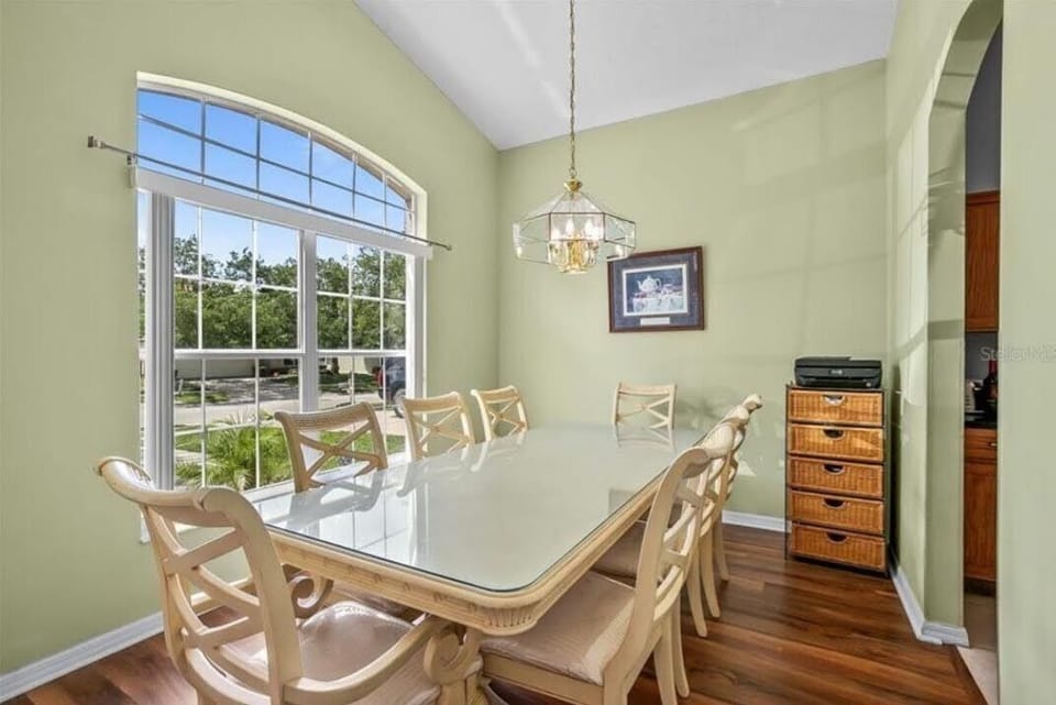 Eight-chair dining table.