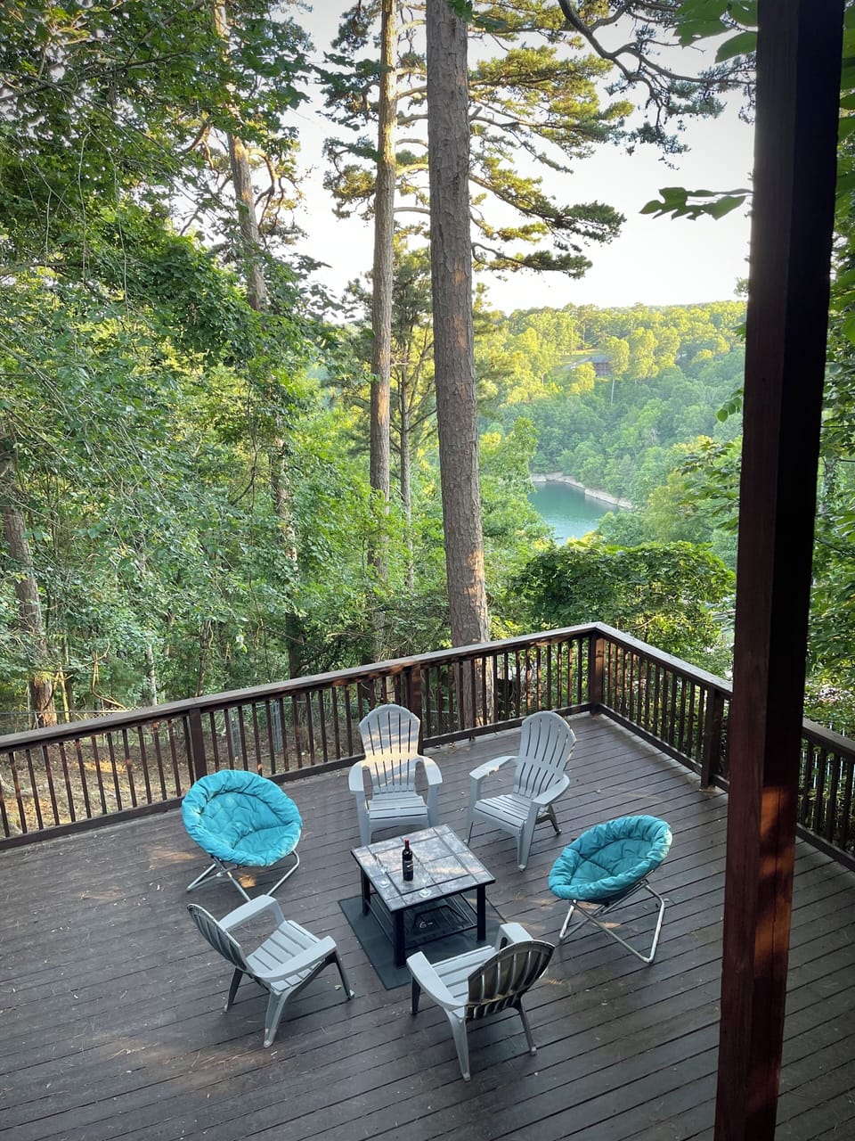 One of the three patios with a table that can be turned into a fire pit