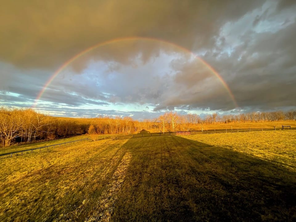 This beautiful double rainbow was captured on a cool December morning.
