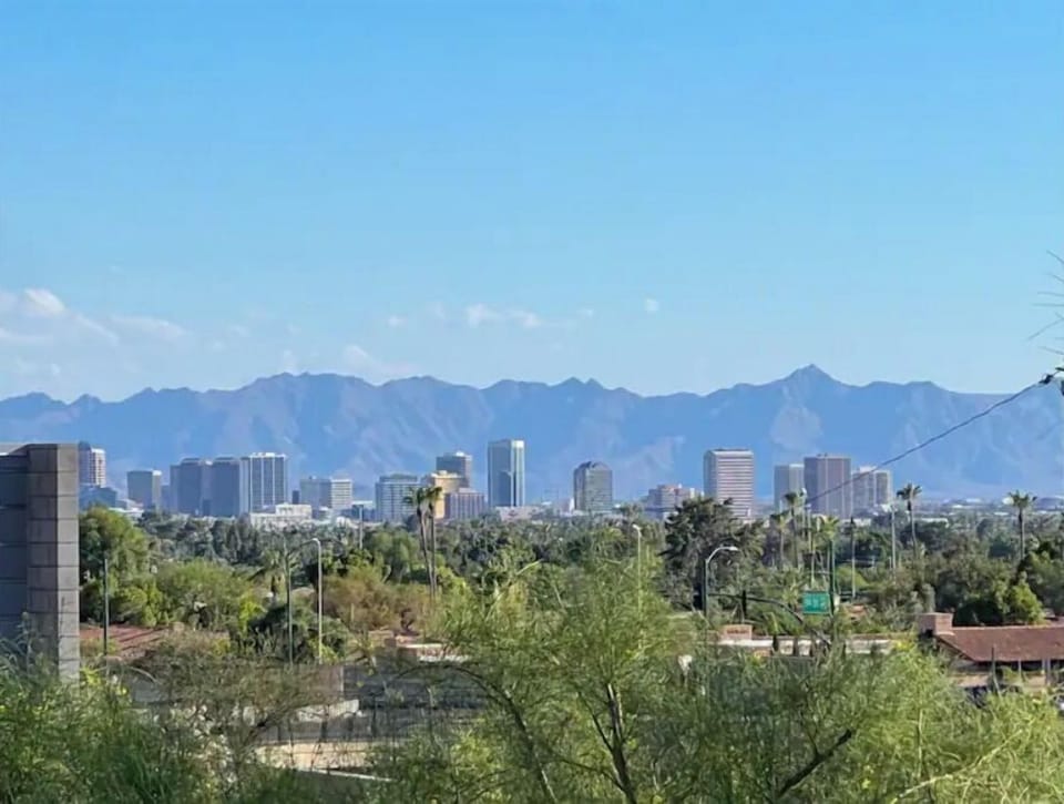City view from rooftop deck