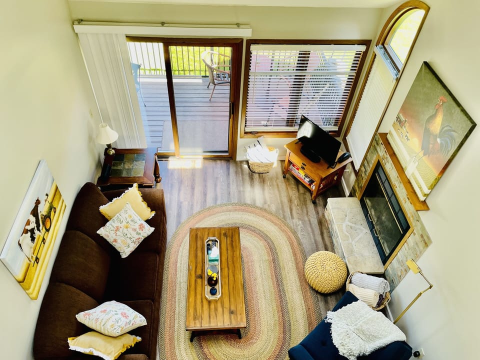 View of the living room from the loft