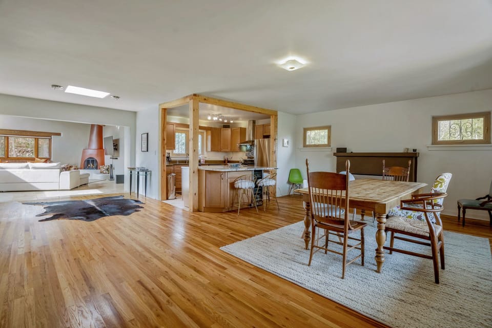 Inviting, spacious dining room and kitchen.