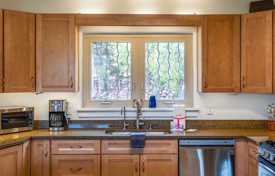 Watch and listen to the birds in the backyard while in the kitchen.