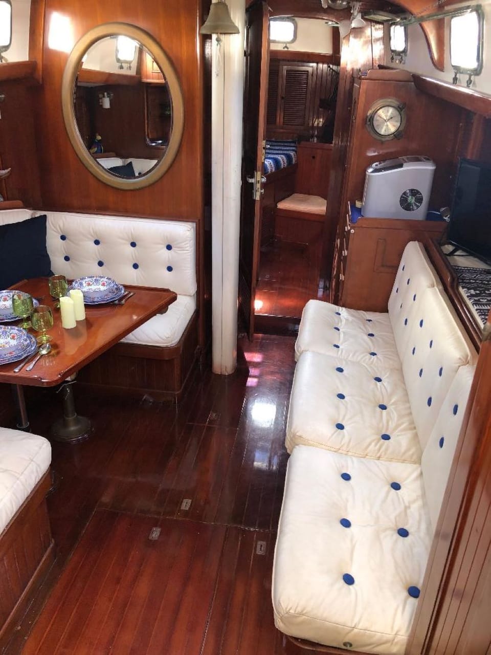 Looking forward with Dining Area, Extra Seating and Secondary Stateroom beyond