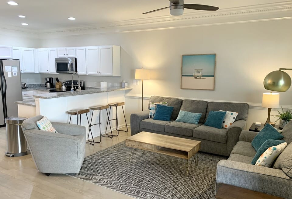 Living room and kitchen.