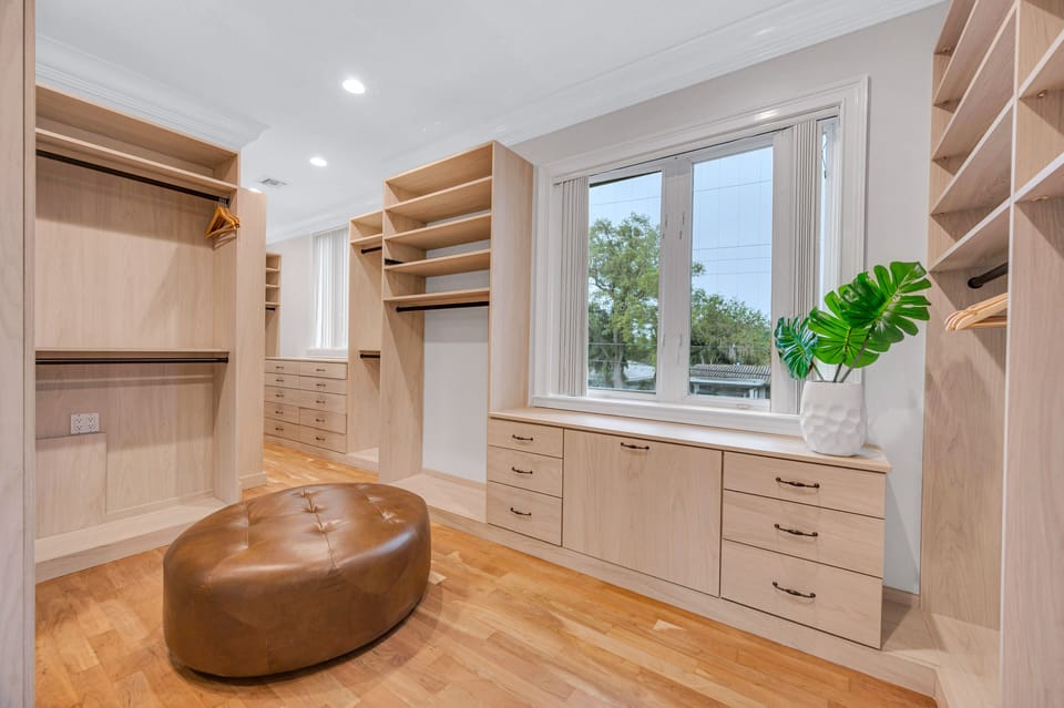 His & her's closets in the Primary Bedroom.