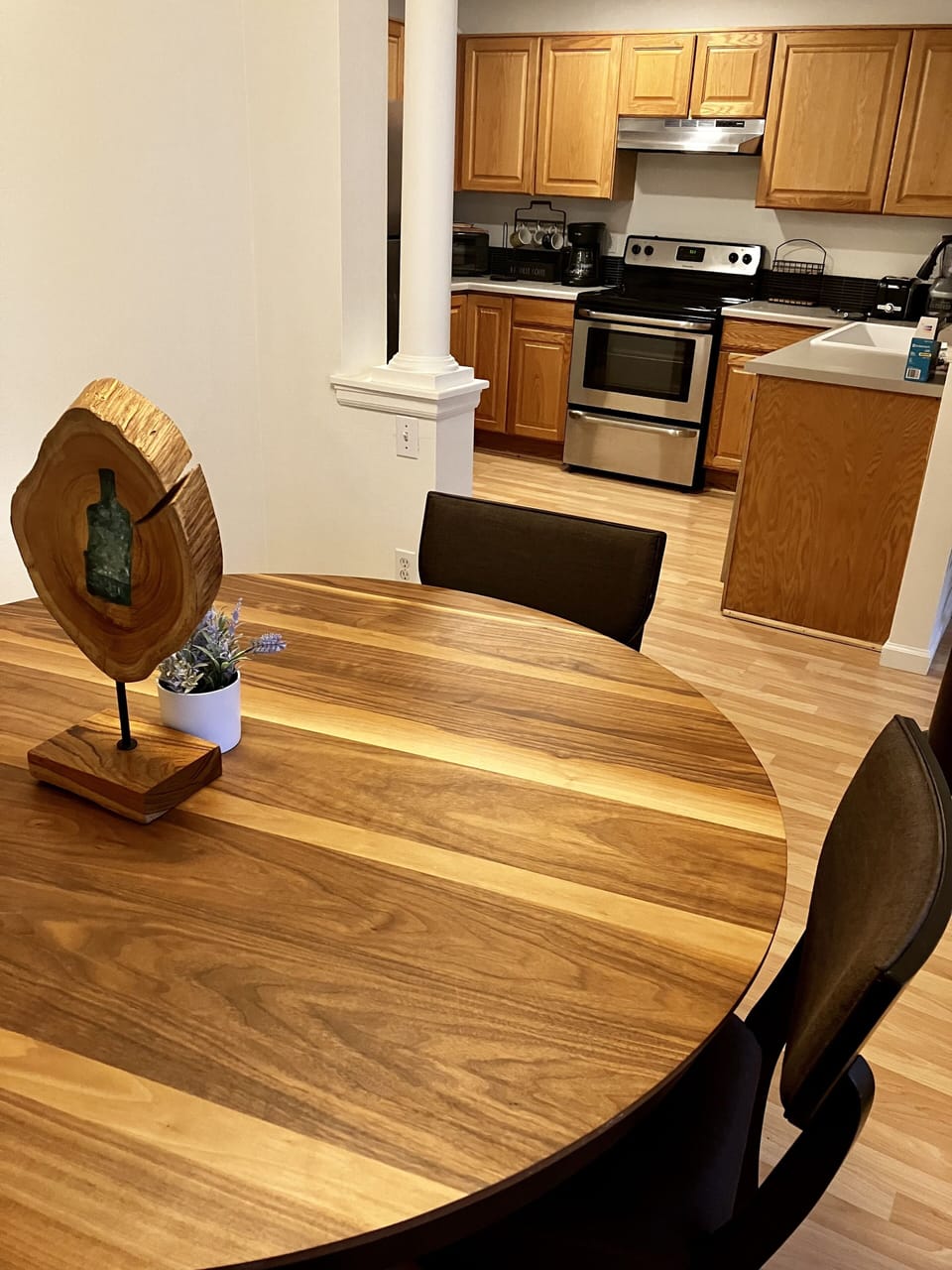 The dining area and the kitchen are where  everyone enjoys a meal