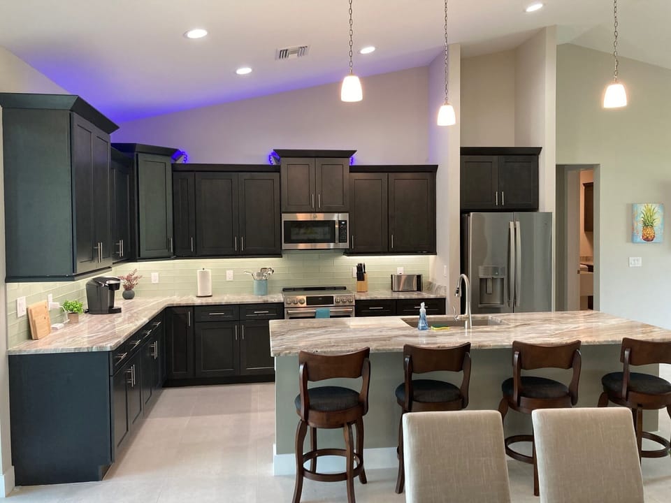 Kitchen view fully stocked.
