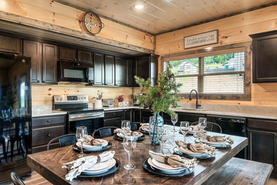 Full size fridge, stove and microwave