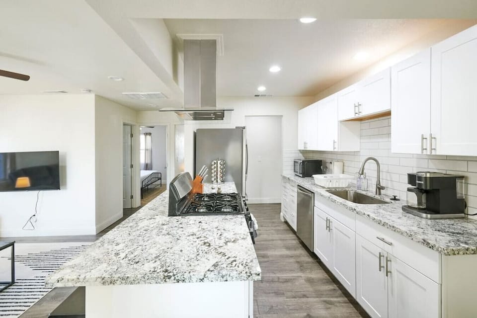 Spacious fully equipped kitchen.