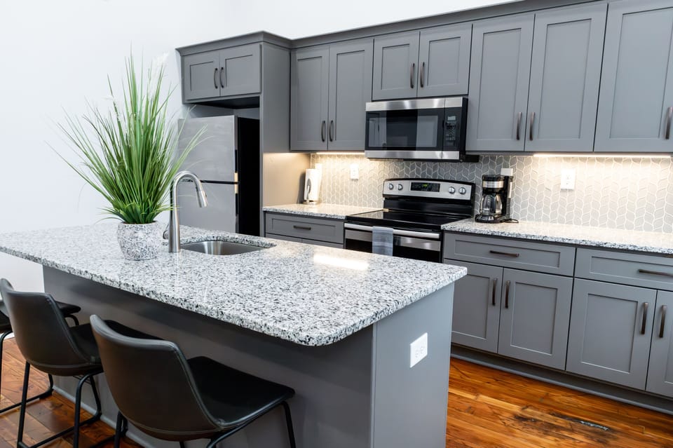 Unleash your inner homebody in this loft with a fully equipped kitchen.