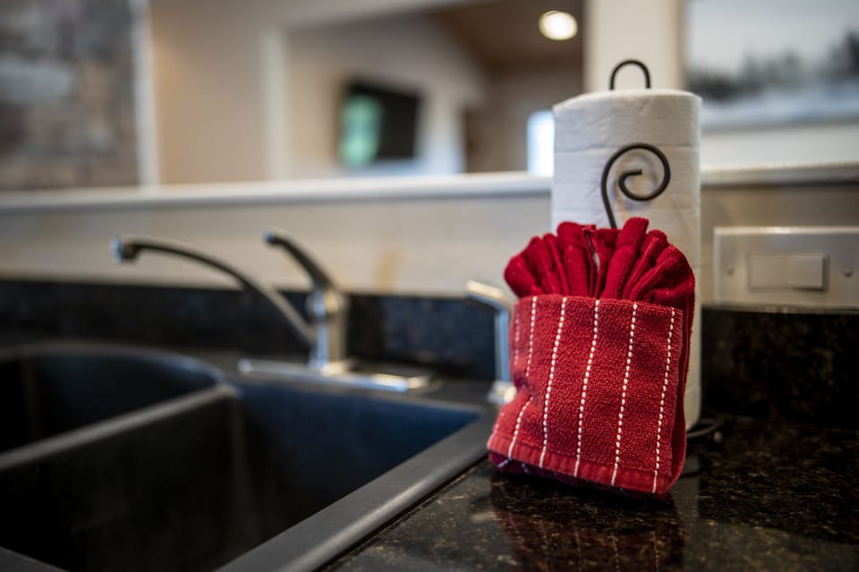 Starter set of paper products and linens provided. 