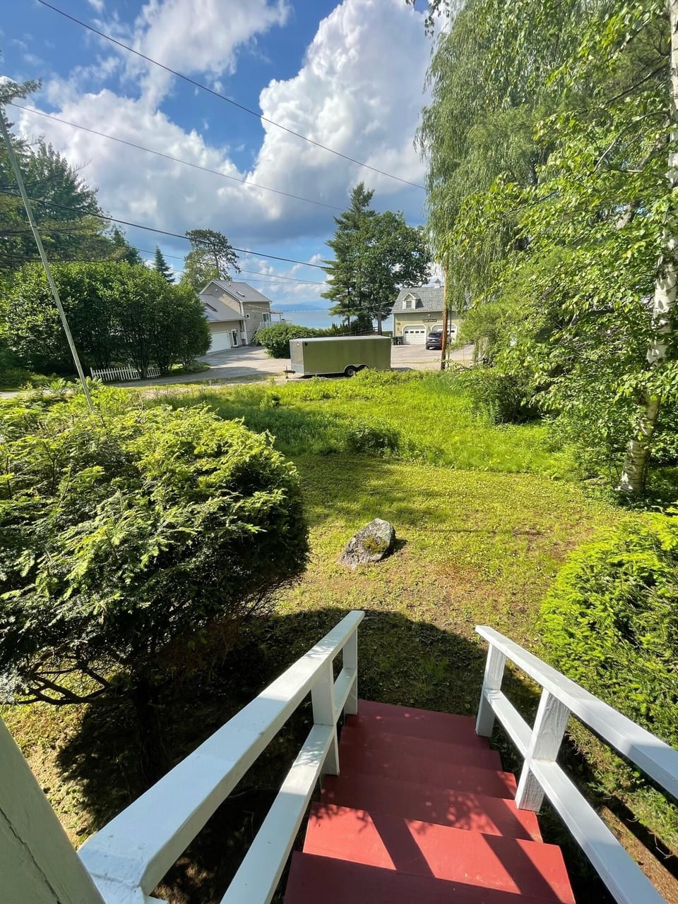Front porch with view of the lake and mountains