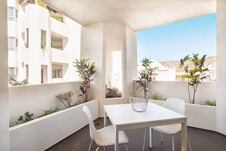 Large terrace with dining table