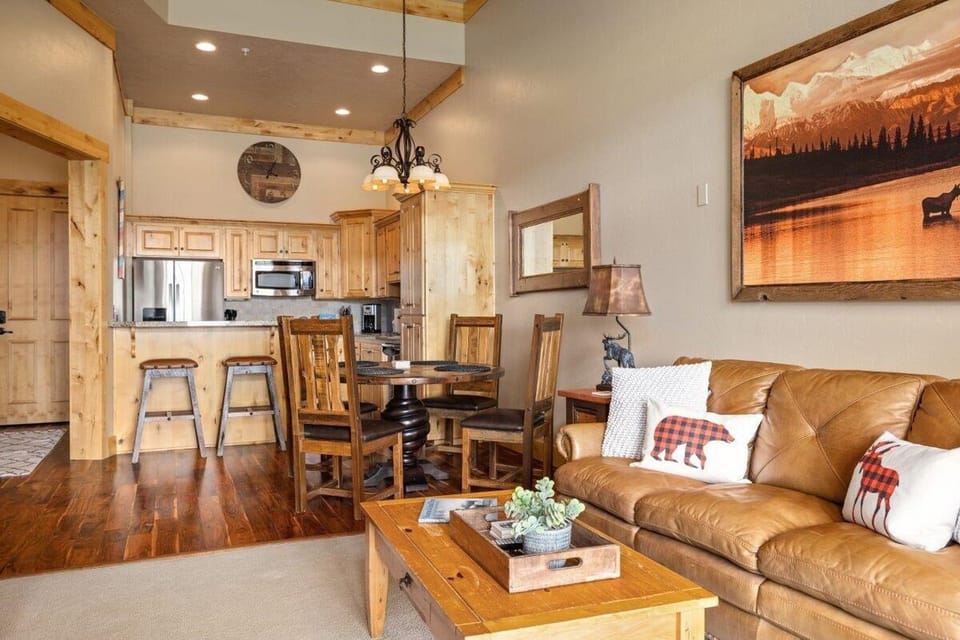 Lounge together in an airy great room with gourmet kitchen.