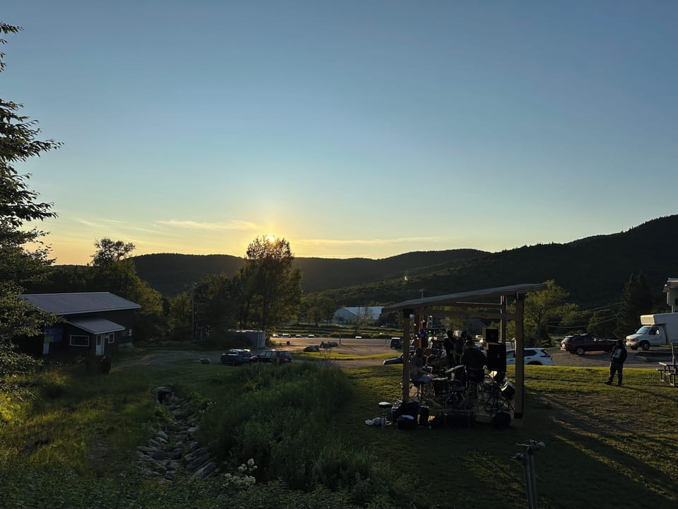 Sunset over summer music at the nearby base lodge