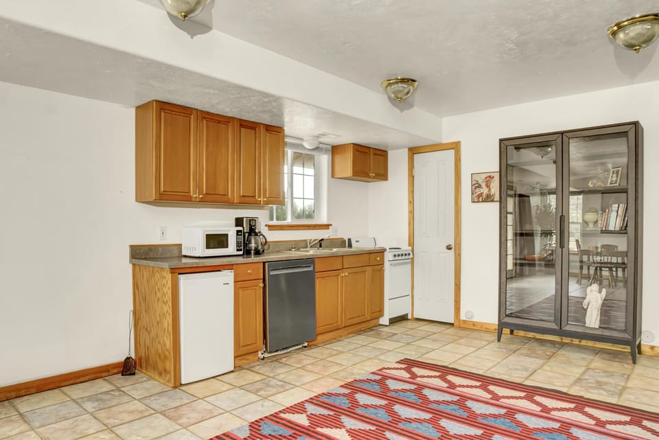 Kitchen, now with full size fridge 4