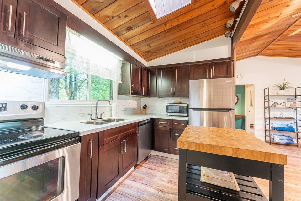 Sky light above the kitchen island.