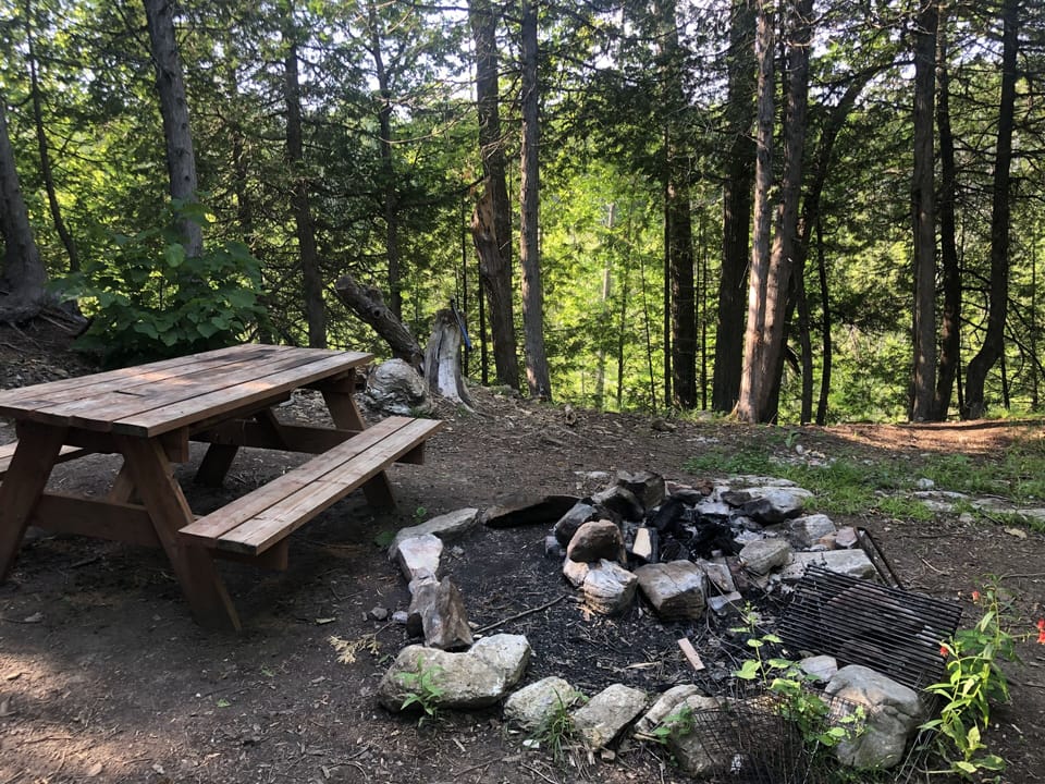 Private fire pit and outdoor dining area