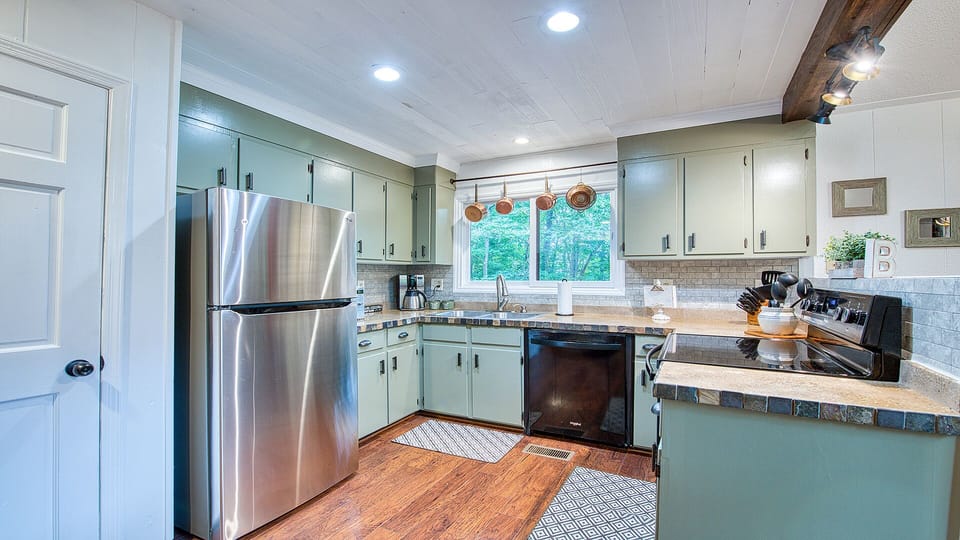 Updated appliances and all the dishware/utensils/cookware you will need.