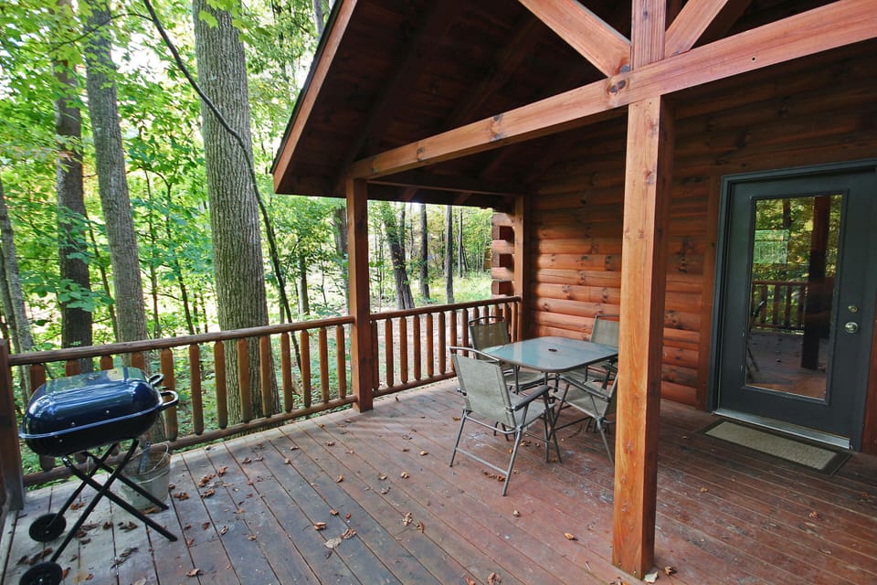 Back Deck, showing Charcoal Grill, Table and Chairs