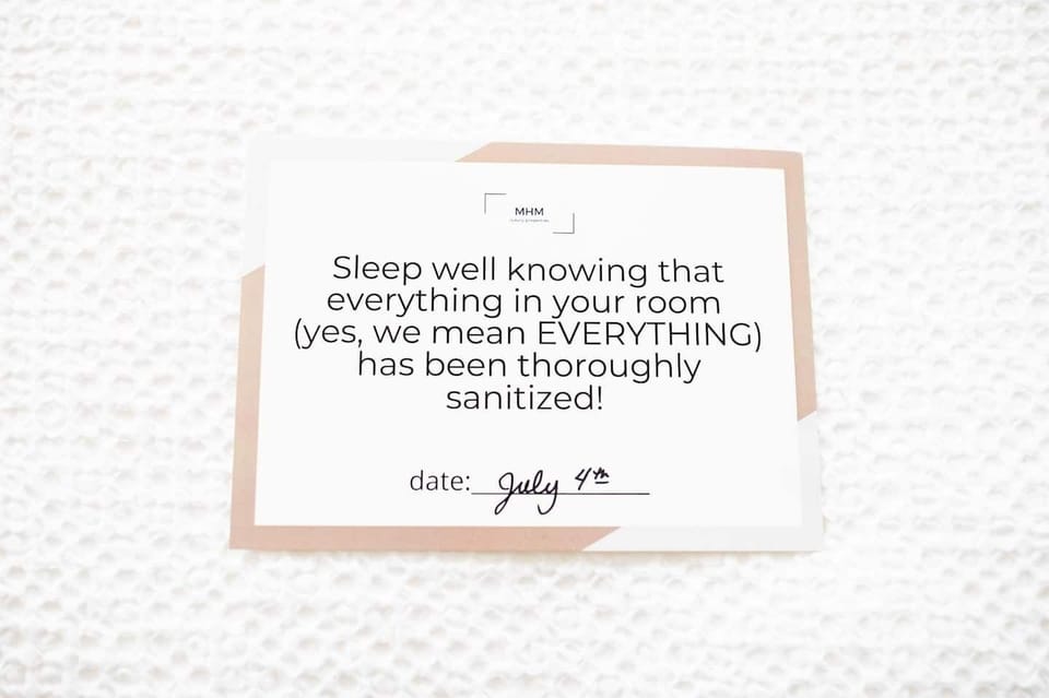 We meet and exceed all sanitation standards set by Airbnb. Rest easy because we are germaphobes and clean like it! 