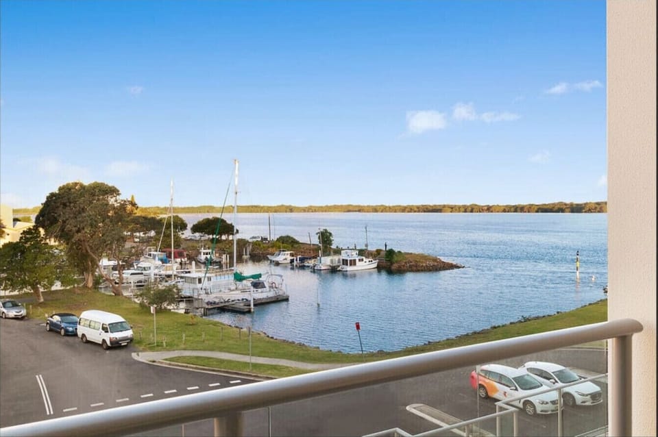 View from balcony across to water