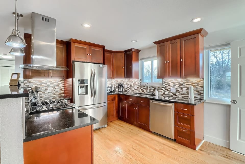 Our kitchen comes complete with upgraded appliances, cooking essentials, necessary utensils and bakeware to create delicious meals at home.