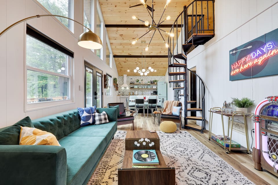 What a fun space to hang with family and friends