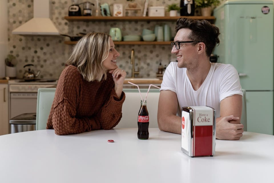 Enjoy a "pop" at the 50's style diner's bench