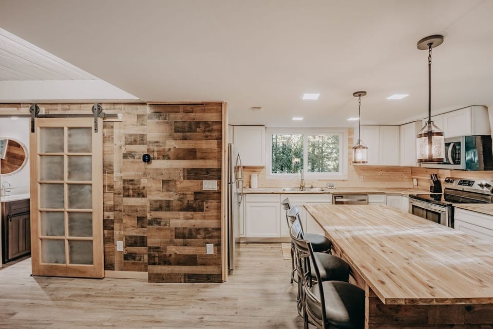 Indoors, Hardwood, Stained Wood, Kitchen, Furniture