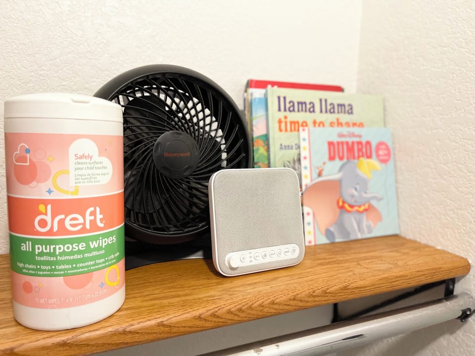 Bedroom 3 (sound machine, Fan, and children’s books)