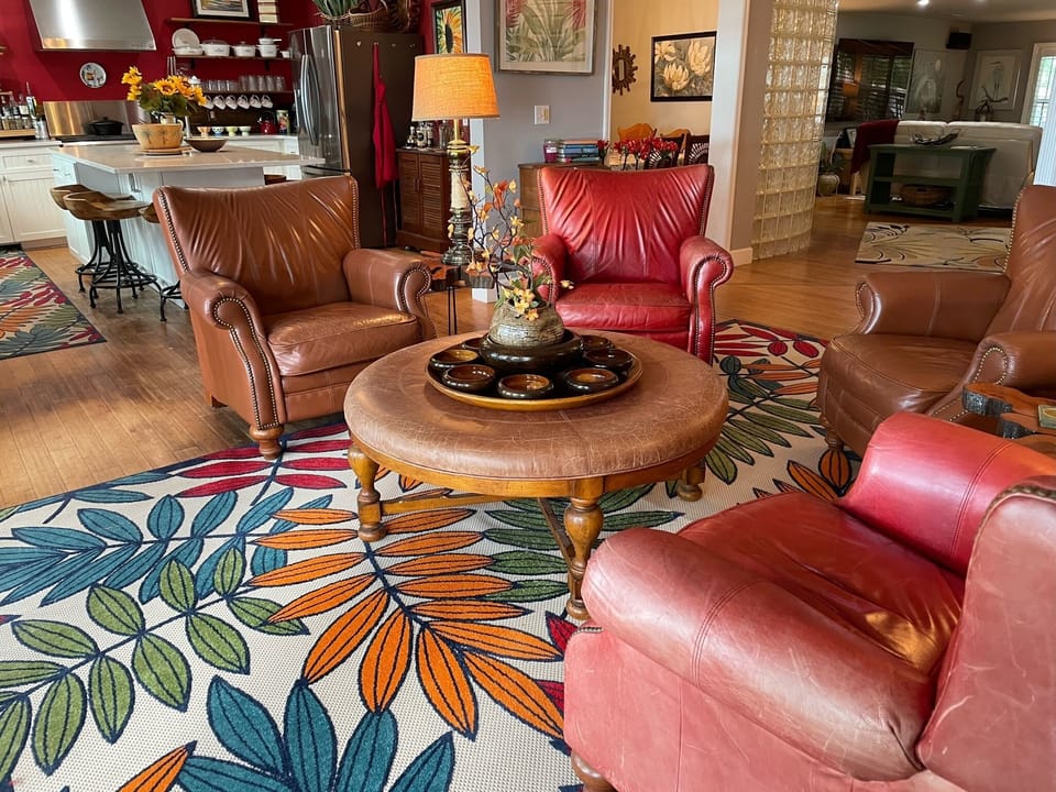 Family room is right off kitchen,  so it is perfect for entertaining.