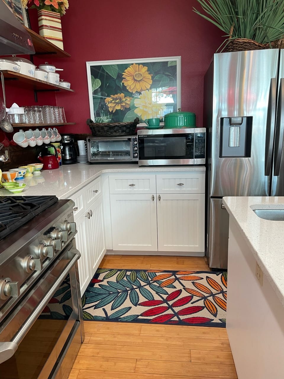 The breakfast station houses EVERY small appliance you will need and prep sink.