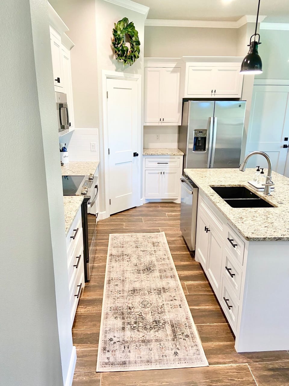 Fully stocked kitchen.