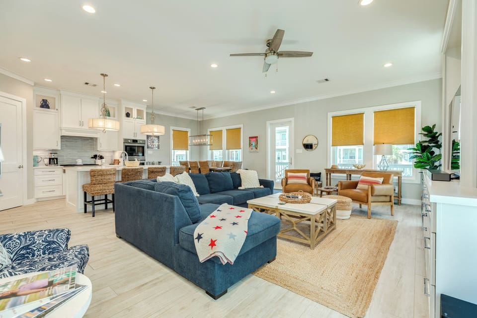 Large, comfy sectional in the open living area