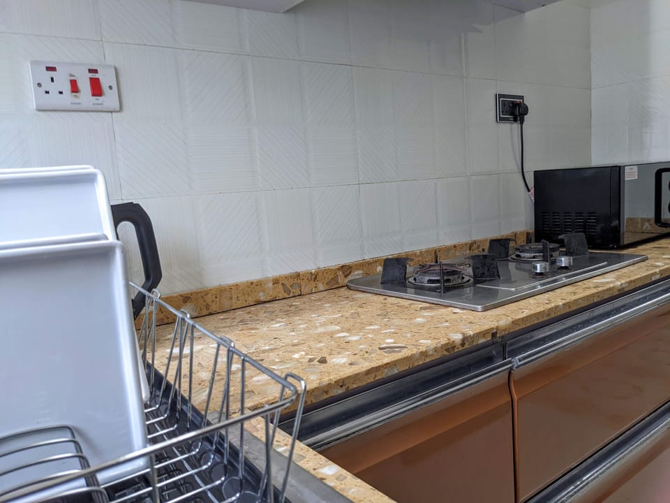 Gas stove top in kitchen